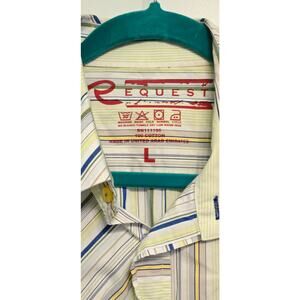 Request Button Down Shirt Mens Sz L Striped Dragon Cowboy Western